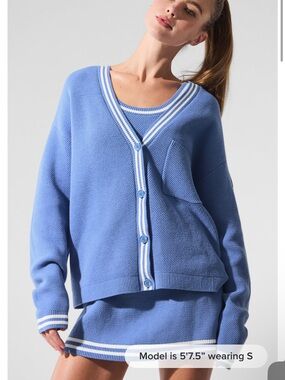 ALO Yoga Tennis Club Knit cardigan -Crystal Clear Blue, NWOT